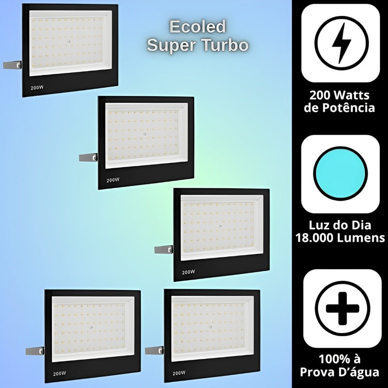 Pacotão: 5 Refletores Led Bivolt à Prova D'água Ecoled Super Turbo