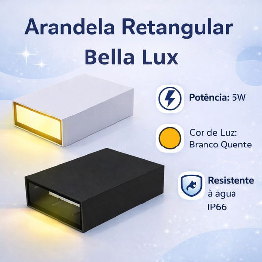 Arandela Com Dois Feixes de Luz Retangular Bivolt Bella Lux
