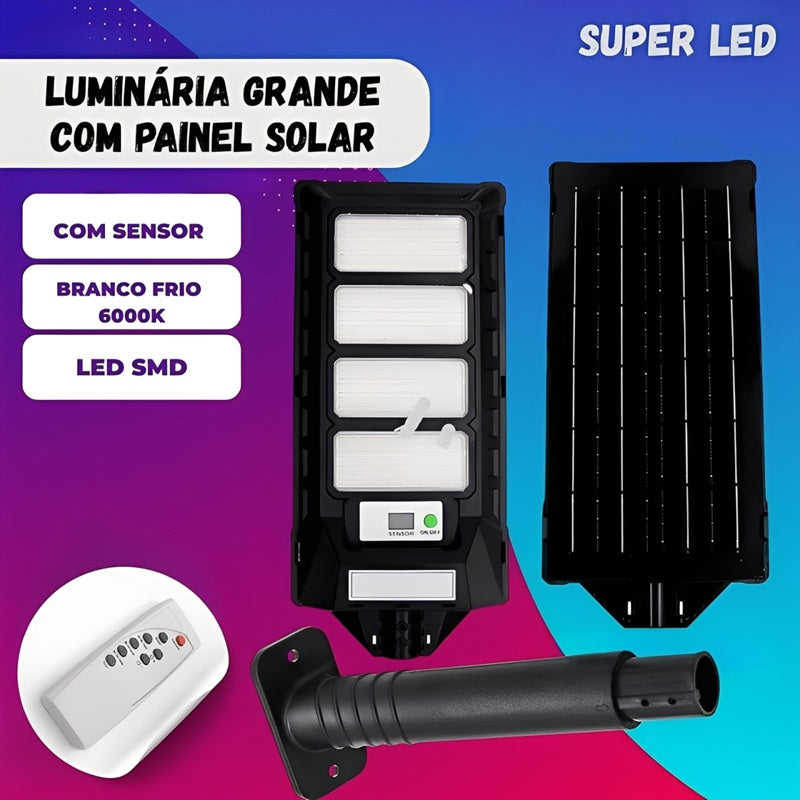 Luminária Grande Com Painel Solar Super Led