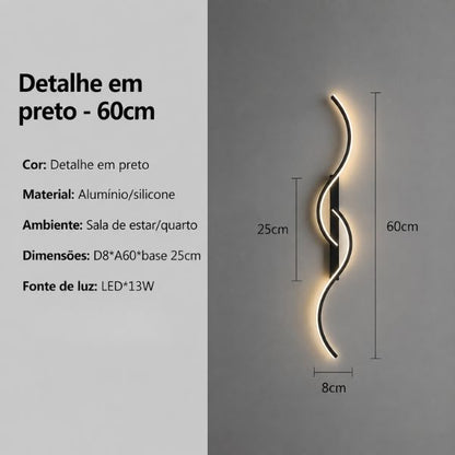 Luminária Arandela de Parede Onda Dupla Silhouette