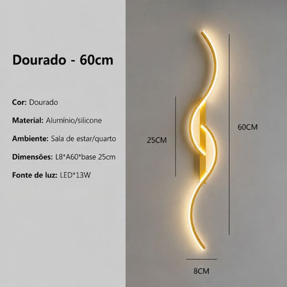 Luminária Arandela de Parede Onda Dupla Silhouette