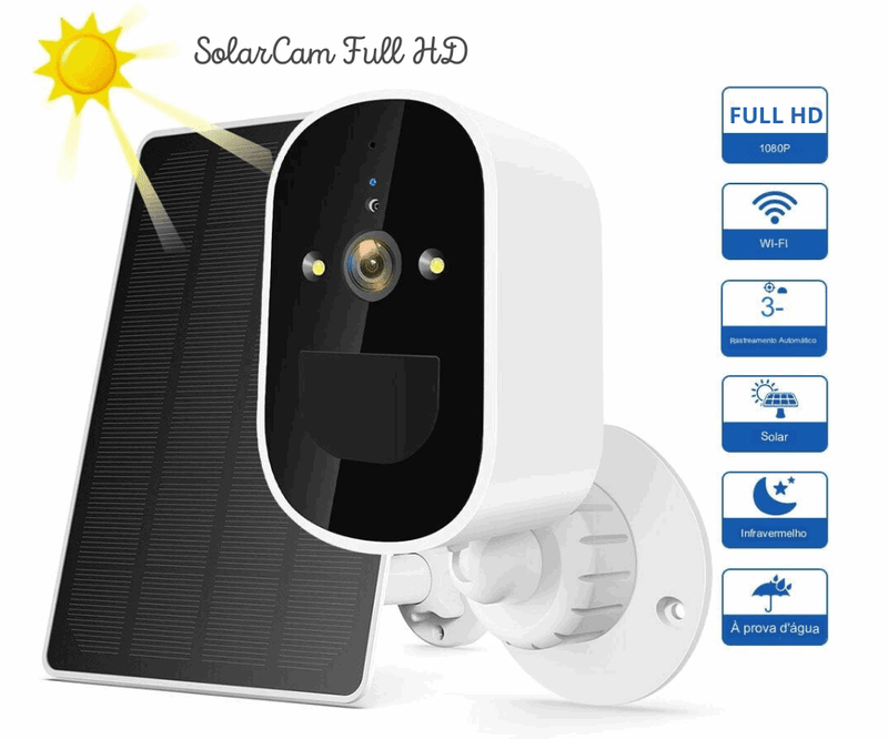 Câmera de Segurança Autossustentável Com Painel Fotovoltaico Solar Cam HD - Mixplace