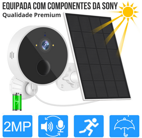 Câmera de Segurança Com Painel Solar e Bateria de Lítio Solarseg 1080P™ - Mixplace